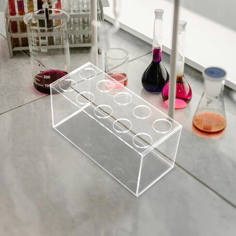 PartyKindom Laboratory Acrylic Inverted Volumetric Flask Rack 10-Slot Test Tube Holder for 50ml Bottles, Space-Saving Chemistry Bottle Organizer for Scientific Experiments and Lab Storage in Saudi Arabia