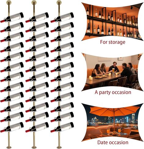 5 Pack Rack Wall Mounted for 60 Bottles DIY Detachable Metal Bottle Holder Storage Organizer for Kitchen Pantry Dining Room Bar in Saudi Arabia