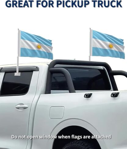 Heavy Duty 2 Pack Argentina Car Flags 11" x 17", Double Sided Small Argentina Flag for Car Window, Tear-Resistant 2-Layer Warp-Knitted Polyester with Thickened Pole & Secure Window Clip for Car Truck SUV in Saudi Arabia