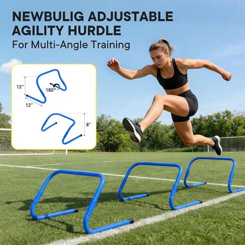 NEWBULIG Agility Ladder Speed Training Equipment, Football Practice Set with 20ft Ladder, 12 Cones, 4 Adjustable Hurdles, Jump Rope, Resistance Parachute for Soccer, Basketball, Youth, Adults in Kuwait