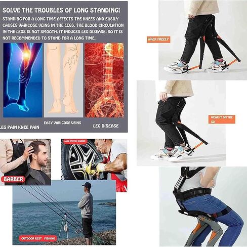 Exoskeleton Human Wearable Seat, Invisible Seat Leg Brace Magic Stool, Ergonomics Lightweight Seat for Working Subway, Adjustable Wearable Invisible Chair in Saudi Arabia