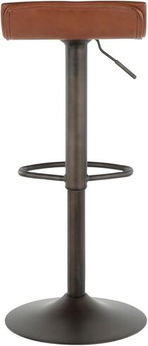 Ale Industrial Stool Set of 2 in Antique Metal and Brown Faux Leather in Saudi Arabia