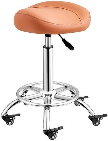 Swivel Stool with Brake Wheels,Ergonomic Saddle Chair,High-Density Sponge Bar Stool,Adjustable Height,Weight Capacity: 330lbs for Office(Color 1) in Saudi Arabia