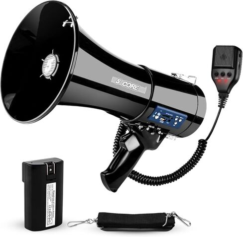 5 CORE Megaphone Bullhorn 50W مكبر صوت Siren Handheld Mic قابل للتعديل حجم حزام الكتف بصوت عال واضح للأحداث الرياضية في حالات الطوارئ - ER 66BTUC MTT WB in Saudi Arabia