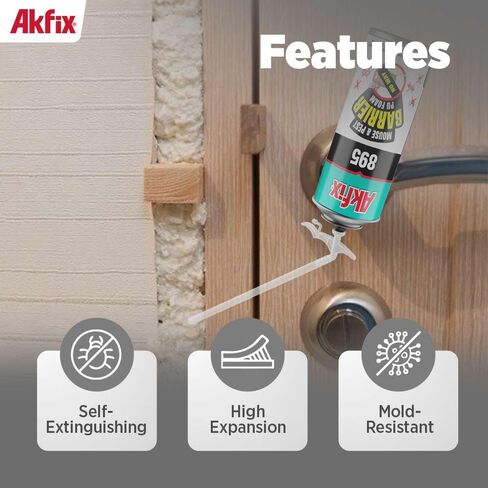 رغوة رش عازلة من Akfix 895 PestBlocker (2x12 أونصة.) - حشو الفجوات، حاجز الفجوات والشقوق، مانع الفتحات، رذاذ رغوي موسع من البولي يوريثين للحاجز، حشو الشقوق | 12 أونصة. 2 حزمة in Kuwait