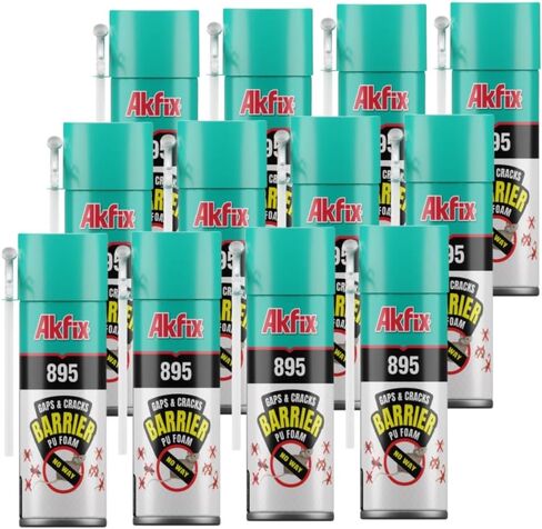 رغوة رش عازلة من Akfix 895 PestBlocker (2x12 أونصة.) - حشو الفجوات، حاجز الفجوات والشقوق، مانع الفتحات، رذاذ رغوي موسع من البولي يوريثين للحاجز، حشو الشقوق | 12 أونصة. 2 حزمة in Kuwait