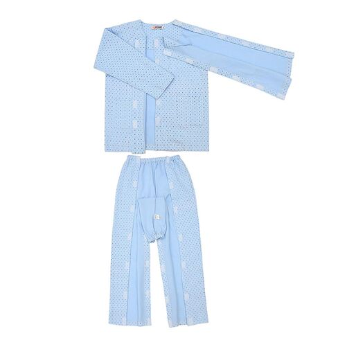 Tear Away Patient Clothes, Long-Sleeved Bedridden Pajamas Set, Post-Operative Adaptive Clothing(Blue,XXL) in Saudi Arabia