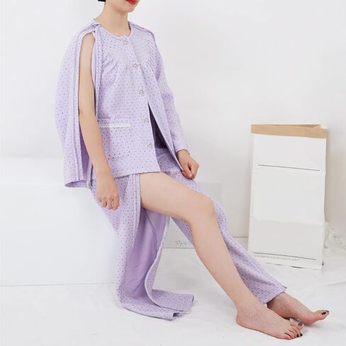 Tear Away Patient Clothes, Long-Sleeved Bedridden Pajamas Set, Post-Operative Adaptive Clothing(Blue,XXL) in Saudi Arabia