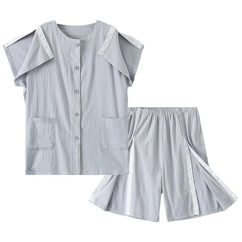 Men's Bedridden Patient Clothing, Tear Away Patients Clothes Short Sleeve, Lightweight Pajamas Nursing Clothing(Blue a,XL) in Saudi Arabia