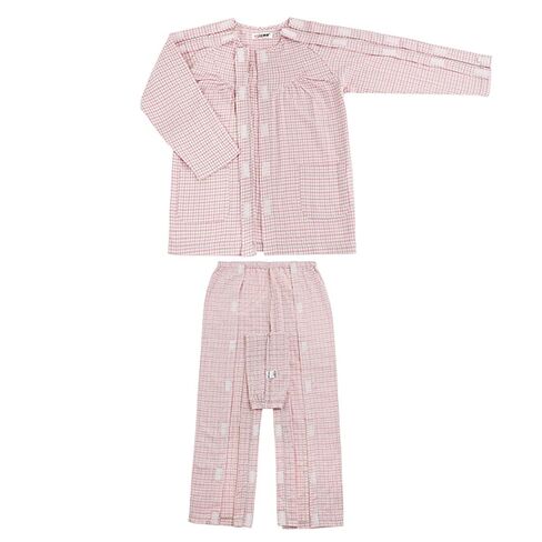 Bedridden Patient Clothes Long Sleeved Patient Pajamas Set Nursing Aid Tear Away Cotton Pajamas Set Hospital Patient Gown,Pink,M in Saudi Arabia