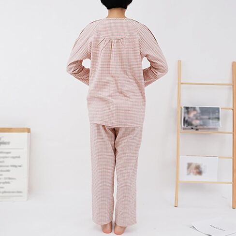 Bedridden Patient Clothes Long Sleeved Patient Pajamas Set Nursing Aid Tear Away Cotton Pajamas Set Hospital Patient Gown,Pink,M in Saudi Arabia
