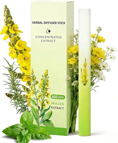 Herbal Diffuser Pen with Mullein, Thyme, Peppermint & Evening Primrose, Botanical Aromatherapy Diffuser Stick, Portable Herbal Aroma Pen, Refreshing Botanical Scent, Up to 600 Uses in Kuwait