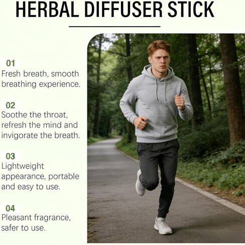 Herbal Diffuser Pen with Mullein, Thyme, Peppermint & Evening Primrose, Botanical Aromatherapy Diffuser Stick, Portable Herbal Aroma Pen, Refreshing Botanical Scent, Up to 600 Uses in Kuwait