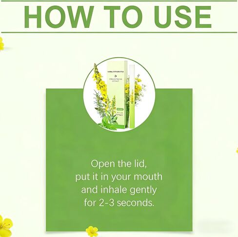 Herbal Diffuser Pen with Mullein, Thyme, Peppermint & Evening Primrose, Botanical Aromatherapy Diffuser Stick, Portable Herbal Aroma Pen, Refreshing Botanical Scent, Up to 600 Uses in Kuwait