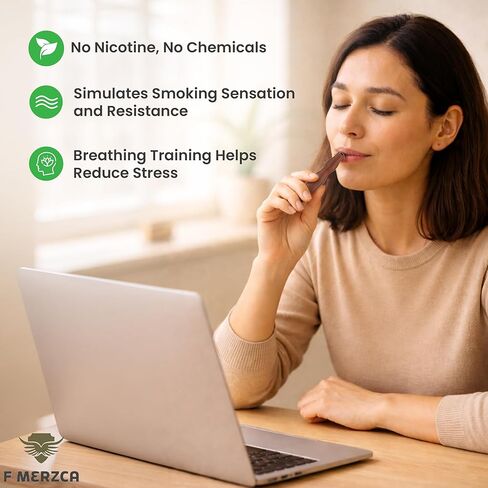 F.MERZCA® Breathing Necklace for Quit Smoking with Real Resistance – Herbal Diffuser Pen Alternative with Flavor, Stress Relief, no Battery Design – smokeless Inhaler Option (Mint, Tobacco, Coffee) in Kuwait