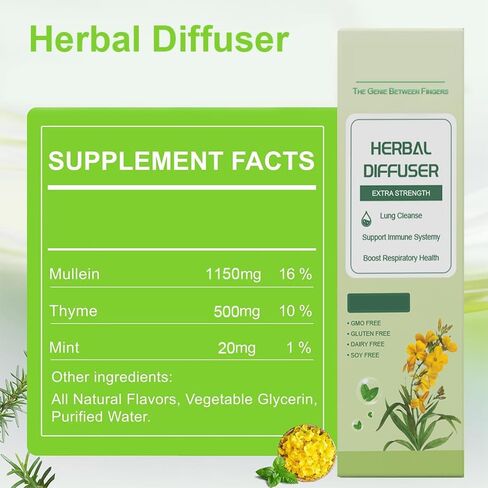 WENEW Mullein Herbal Diffuser Pen with Extracts of Mullein,Thyme and Mint for Lung Detox and Oral Air Freshening - 2 Stick in Kuwait