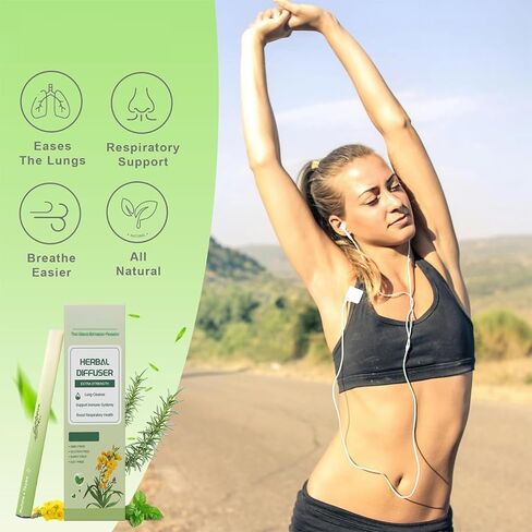 WENEW Mullein Herbal Diffuser Pen with Extracts of Mullein,Thyme and Mint for Lung Detox and Oral Air Freshening - 2 Stick in Kuwait