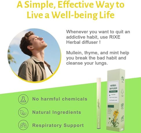 WENEW Mullein Herbal Diffuser Pen with Extracts of Mullein,Thyme and Mint for Lung Detox and Oral Air Freshening - 2 Stick in Kuwait