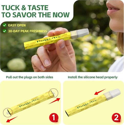 مجموعة الهواء العشبية PUFFIAIR Mullein | خالي من النيكوتين، بدون دخان، غير كهربائي، يمكن استخدامه في أي مكان - يقلل من الرغبة الشديدة والتعب، ويريح الرئة ويدعم التنفس، قطعتان in Kuwait