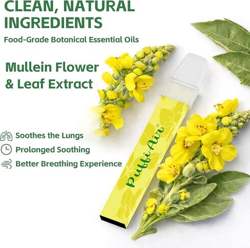 مجموعة الهواء العشبية PUFFIAIR Mullein | خالي من النيكوتين، بدون دخان، غير كهربائي، يمكن استخدامه في أي مكان - يقلل من الرغبة الشديدة والتعب، ويريح الرئة ويدعم التنفس، قطعتان in Kuwait