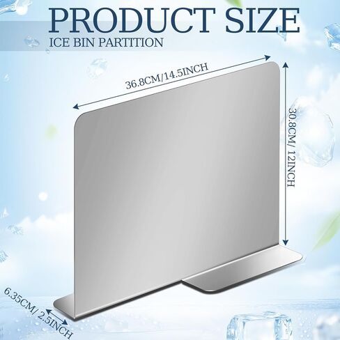 12"H Stainless Steel Commercial Ice Bin Partition, 14.5"L x 5"D Heavy Duty Divider, 1.45mm Thickness, Fits Ice Bin, Removable Organizer in Saudi Arabia