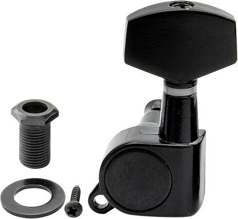 Musiclily Basic R15A 3R3L 15:1 Ratio Full Sealed Machine Heads Tuners Tuning Pegs Keys with Big Hex Button for Acoustic Electric Guitar, Black in Saudi Arabia