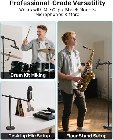 Ball and Socket Head Microphone Adapter, All Metal, 180° & 360° Swivel Mini Mic Ball Head Adapter with 5/8"-27 Thread & 3/8" Scew Adapters, Ideal for Microphone Angle Adjustment & Studio Setup in Kuwait