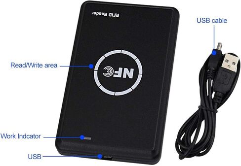 كاتب قارئ RFID NFC، محمول 125 كيلو هرتز 13.56 كيلو هرتز كاتب قارئ ذكي بمفتاح فوب، ناسخة، استخدام نطاق مزدوج ICID، موجه ضوء LED وواجهة USB كاملة السرعة in Kuwait