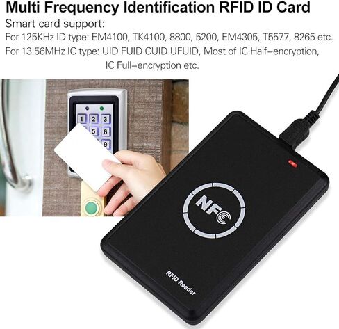 كاتب قارئ RFID NFC، محمول 125 كيلو هرتز 13.56 كيلو هرتز كاتب قارئ ذكي بمفتاح فوب، ناسخة، استخدام نطاق مزدوج ICID، موجه ضوء LED وواجهة USB كاملة السرعة in Kuwait