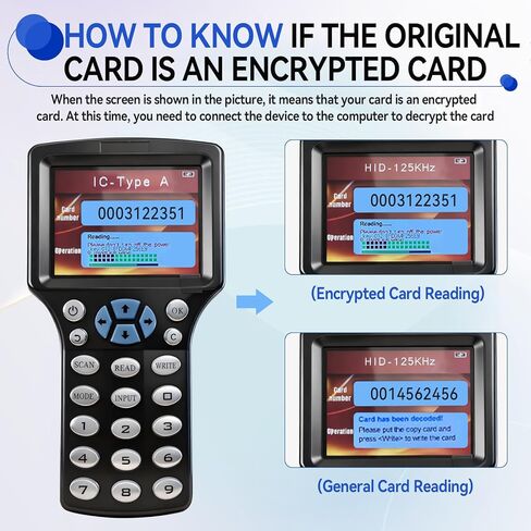 كاتب قارئ ناسخة RFID، ناسخ بطاقة متعدد التردد 125 كيلو هرتز 13.56 ميجا هرتز للتحكم في الوصول وأمن المنزل وبطاقات المصعد، يدعم IC ID HID UID | يتضمن برنامجًا مجانيًا وكابل USB و15 بطاقة فارغة in Kuwait