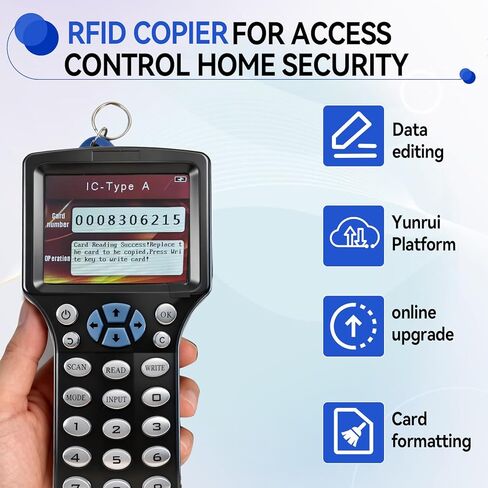 كاتب قارئ ناسخة RFID، ناسخ بطاقة متعدد التردد 125 كيلو هرتز 13.56 ميجا هرتز للتحكم في الوصول وأمن المنزل وبطاقات المصعد، يدعم IC ID HID UID | يتضمن برنامجًا مجانيًا وكابل USB و15 بطاقة فارغة in Kuwait