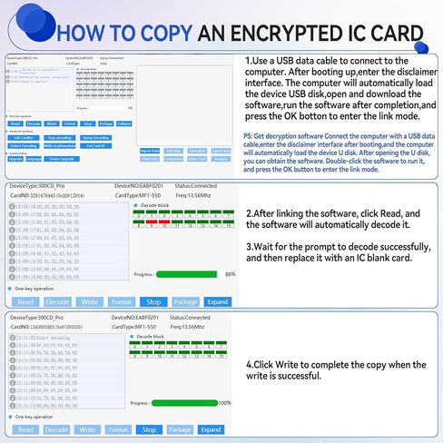 كاتب قارئ ناسخة RFID، ناسخ بطاقة متعدد التردد 125 كيلو هرتز 13.56 ميجا هرتز للتحكم في الوصول وأمن المنزل وبطاقات المصعد، يدعم IC ID HID UID | يتضمن برنامجًا مجانيًا وكابل USB و15 بطاقة فارغة in Kuwait