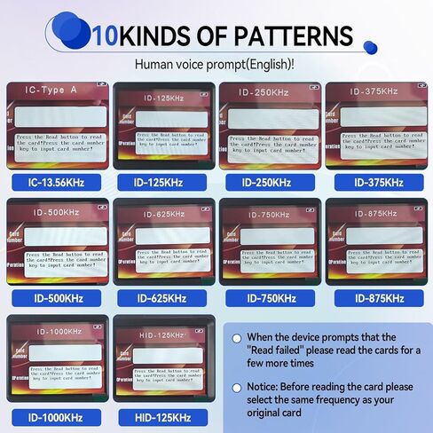 كاتب قارئ ناسخة RFID، ناسخ بطاقة متعدد التردد 125 كيلو هرتز 13.56 ميجا هرتز للتحكم في الوصول وأمن المنزل وبطاقات المصعد، يدعم IC ID HID UID | يتضمن برنامجًا مجانيًا وكابل USB و15 بطاقة فارغة in Kuwait