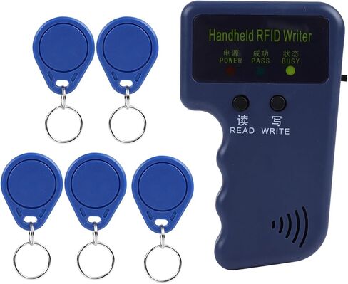 RFID Card Writer, Handheld RFID Duplicator for 125KHz RFID ID Card Portable RFID Reader Writer with 5 Tags Fast Reading RFID Card Copier Duplicator for Community School Office in Saudi Arabia