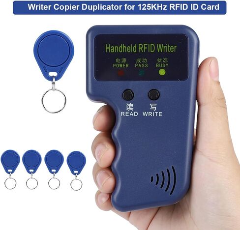 RFID Card Writer, Handheld RFID Duplicator for 125KHz RFID ID Card Portable RFID Reader Writer with 5 Tags Fast Reading RFID Card Copier Duplicator for Community School Office in Saudi Arabia