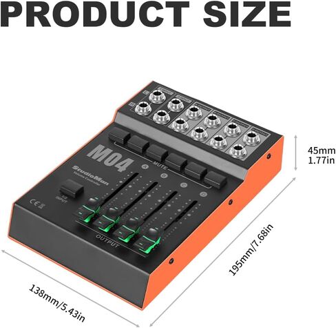 وحدة تحكم الشاشة السلبية StudioMan M04 - وحدة تحكم في مستوى صوت الاستوديو بمدخلين و4 مخرجات مع زر كتم الصوت، موصلات غير متوازنة 1/4 بوصة لشاشات الاستوديو التي تعمل بالطاقة ومكبرات الصوت in Kuwait