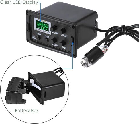 Acoustic Guitar Tuner, 3-Band EQ Equalizer LCD Display Volume Control Bass Middle Treble Knob for Acoustic Guitar in Saudi Arabia