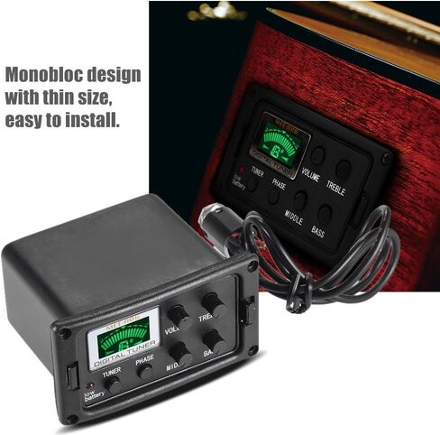 Acoustic Guitar Tuner, 3-Band EQ Equalizer LCD Display Volume Control Bass Middle Treble Knob for Acoustic Guitar in Saudi Arabia