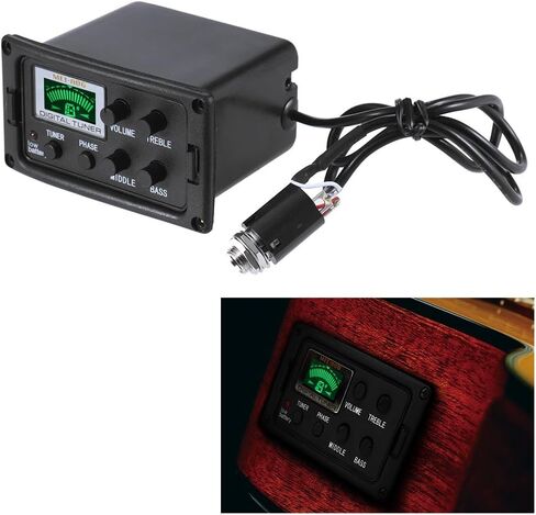Acoustic Guitar Tuner, 3-Band EQ Equalizer LCD Display Volume Control Bass Middle Treble Knob for Acoustic Guitar in Saudi Arabia