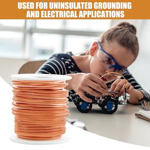 ELECTRAPICK Copper Wire, 99.9% Soft Pure Bare Copper Wire for Gardening, Electroculture, Jewelry Making Craft, Beading, Ground Wire & DIY, 12Gauge/ 2 mm Diameter, 49 Feet/15 m,1 Pound in Kuwait