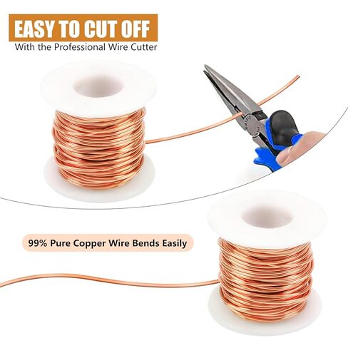 ELECTRAPICK Copper Wire, 99.9% Soft Pure Bare Copper Wire for Gardening, Electroculture, Jewelry Making Craft, Beading, Ground Wire & DIY, 12Gauge/ 2 mm Diameter, 49 Feet/15 m,1 Pound in Kuwait