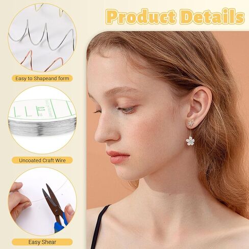 9 Packs 0.03 cm Thin Copper Wire for Jewelry Making Supplies, 16 Yards Copper Beading Wire String Wrapping and Crafting for Earring Bracelet Necklaces (Silver, Gold, Rose Gold) in Kuwait