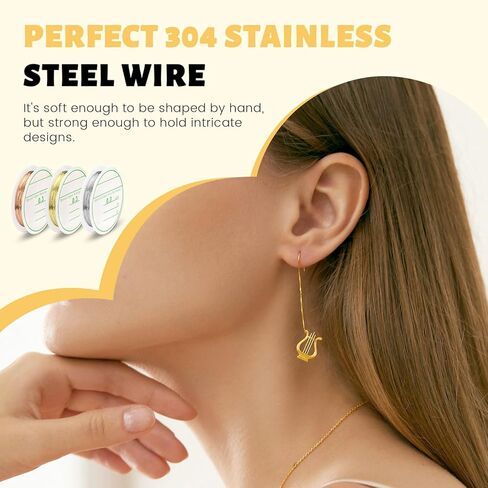 9 Packs 0.03 cm Thin Copper Wire for Jewelry Making Supplies, 16 Yards Copper Beading Wire String Wrapping and Crafting for Earring Bracelet Necklaces (Silver, Gold, Rose Gold) in Kuwait