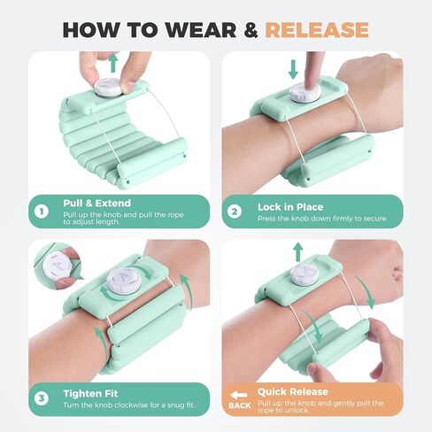 Sportneer Adjustable Wrist Weights for Women Men - Arm Weights Knob Silicone Pilates weights, Weighted Bracelet for Walking, Running, Workout, Yoga, Water Aerobics, Pool Exercises, Set of 2 (1LB Each) in Saudi Arabia
