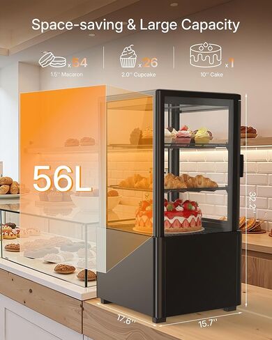 ثلاجة عرض المعجنات Upstreman كونترتوب، 2.0 قدم مكعب / 56 لتر، ثلاجة عرض الكعك التجارية، واجهة عرض المخبوزات مع ضوء LED، ترموستات رقمي، للمقهى، المطعم، المتجر، CD20 in Kuwait