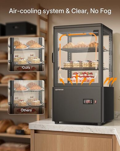 ثلاجة عرض المعجنات Upstreman كونترتوب، 2.0 قدم مكعب / 56 لتر، ثلاجة عرض الكعك التجارية، واجهة عرض المخبوزات مع ضوء LED، ترموستات رقمي، للمقهى، المطعم، المتجر، CD20 in Kuwait