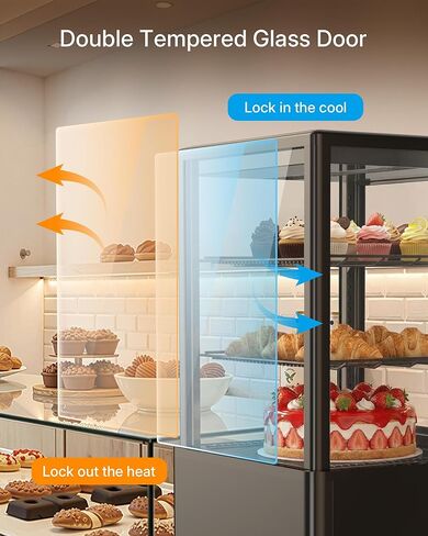 ثلاجة عرض المعجنات Upstreman كونترتوب، 2.0 قدم مكعب / 56 لتر، ثلاجة عرض الكعك التجارية، واجهة عرض المخبوزات مع ضوء LED، ترموستات رقمي، للمقهى، المطعم، المتجر، CD20 in Kuwait