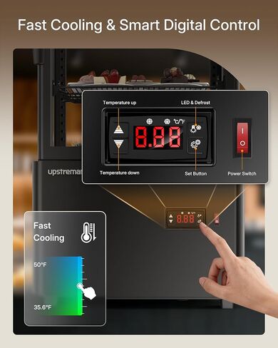 ثلاجة عرض المعجنات Upstreman كونترتوب، 2.0 قدم مكعب / 56 لتر، ثلاجة عرض الكعك التجارية، واجهة عرض المخبوزات مع ضوء LED، ترموستات رقمي، للمقهى، المطعم، المتجر، CD20 in Kuwait