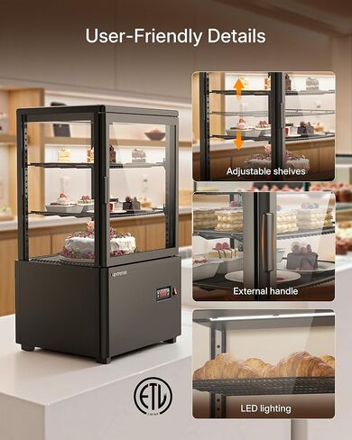 ثلاجة عرض المعجنات Upstreman كونترتوب، 2.0 قدم مكعب / 56 لتر، ثلاجة عرض الكعك التجارية، واجهة عرض المخبوزات مع ضوء LED، ترموستات رقمي، للمقهى، المطعم، المتجر، CD20 in Kuwait
