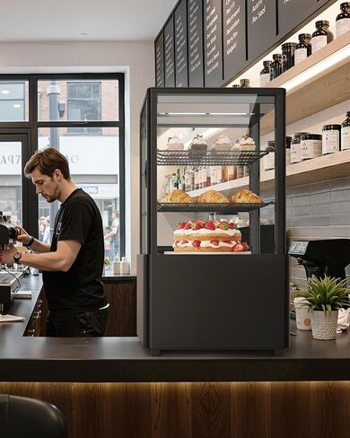 ثلاجة عرض المعجنات Upstreman كونترتوب، 2.0 قدم مكعب / 56 لتر، ثلاجة عرض الكعك التجارية، واجهة عرض المخبوزات مع ضوء LED، ترموستات رقمي، للمقهى، المطعم، المتجر، CD20 in Kuwait